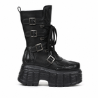 Deep Black Montefalco Sheepskin Mid-Calf Boots side view