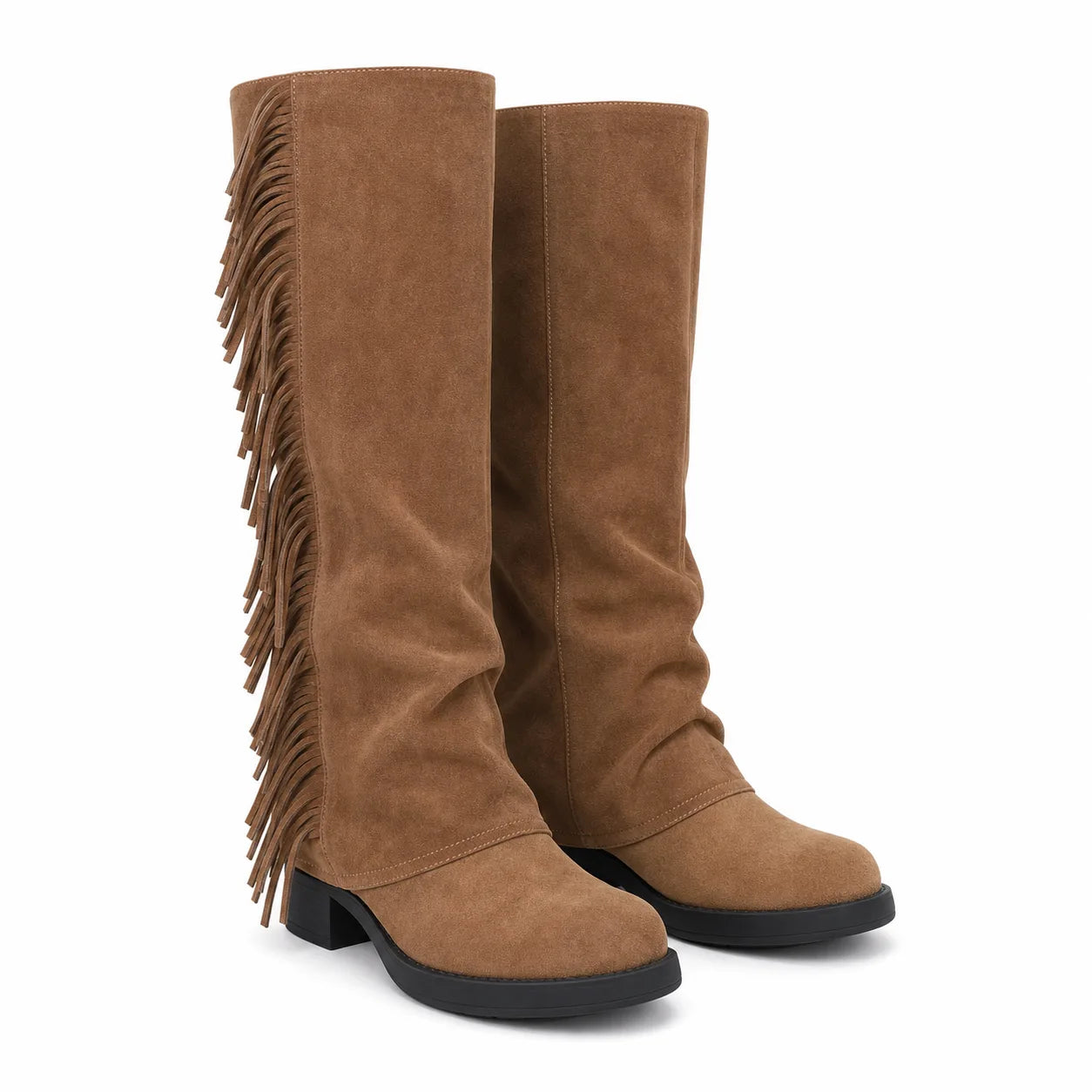 Rich Brown Javea Leather Block-Heel Boots