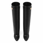 Deep Black Tavira Leather Wedge Boots top view