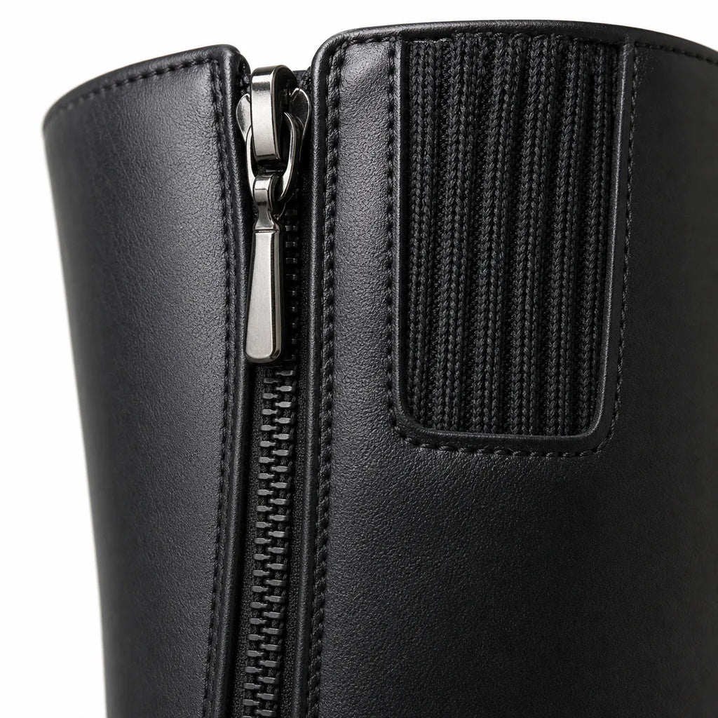 Deep Black Renata Thin-Heel Boots close-up detail