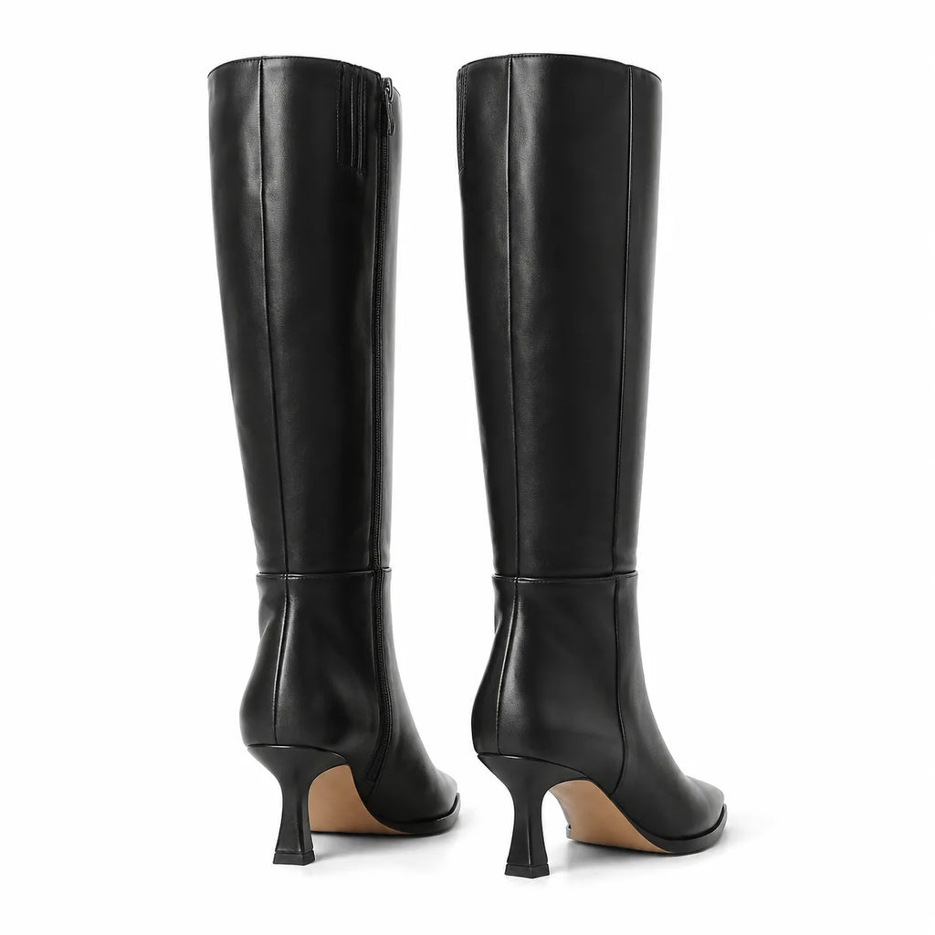 Deep Black Renata Thin-Heel Boots heel detail