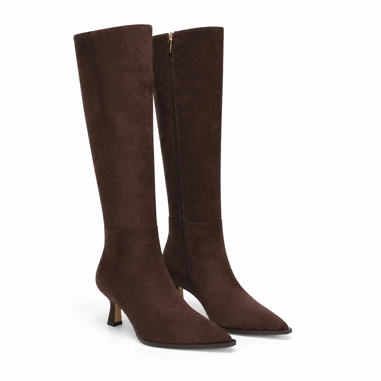 Dark Brown Suede Renata Thin-Heel Boots
