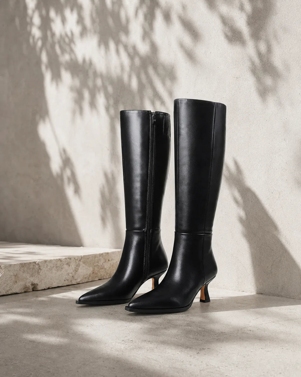 Deep Black Renata Thin-Heel Boots styled scene