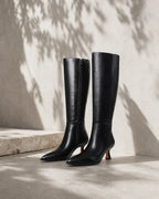 Deep Black Renata Thin-Heel Boots styled scene