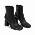 Deep Black Modica Leather Block-Heel Boots