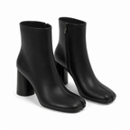 Deep Black Modica Leather Block-Heel Boots