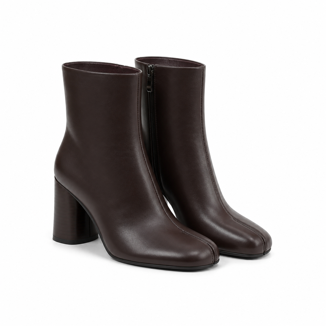 Rich Brown Modica Leather Block-Heel Boots