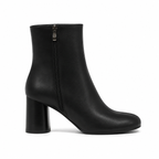Deep Black Modica Leather Block-Heel Boots side view