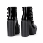 Deep Black Mantova Leather Block-Heel Boots heel detail