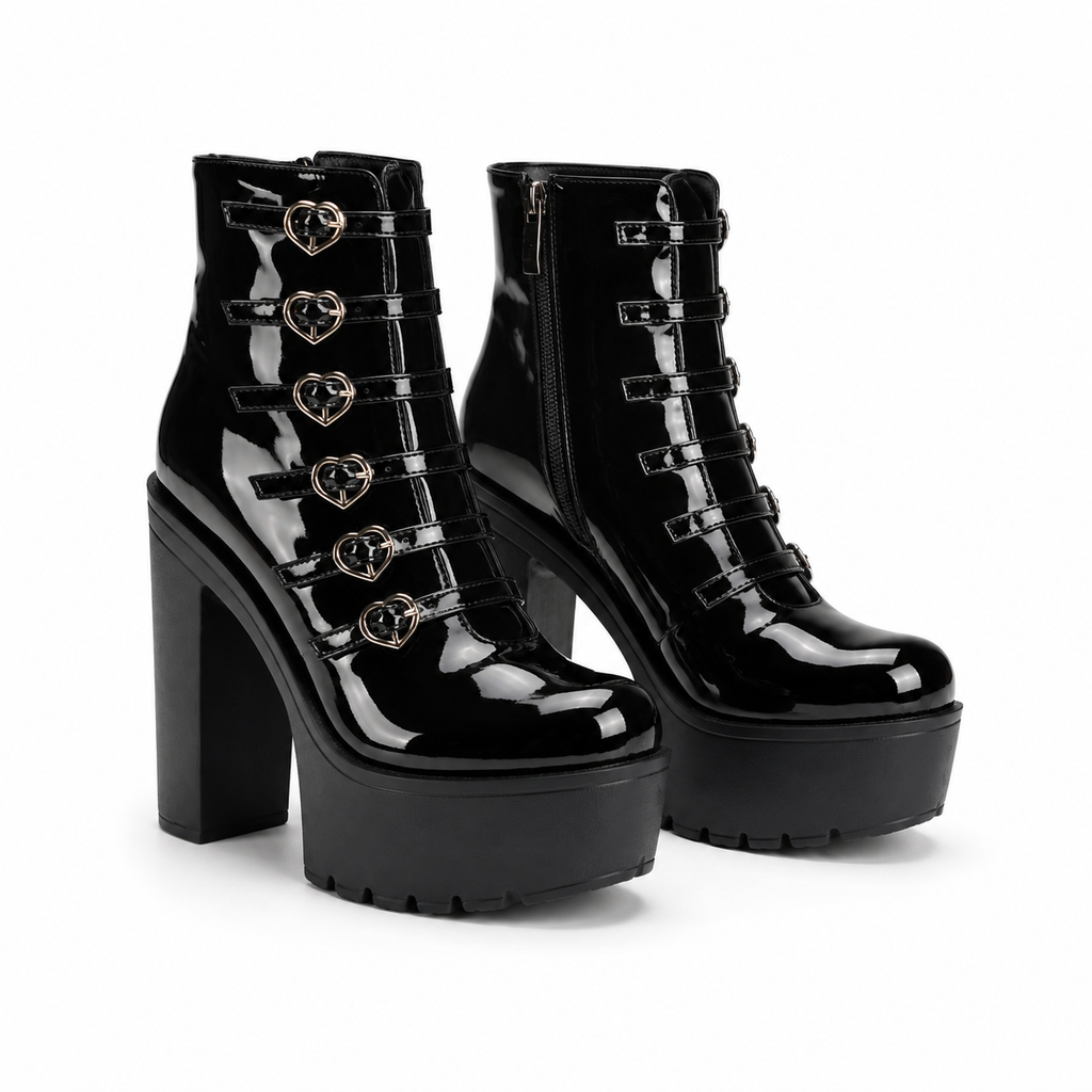 Deep Black Mantova Leather Block-Heel Boots