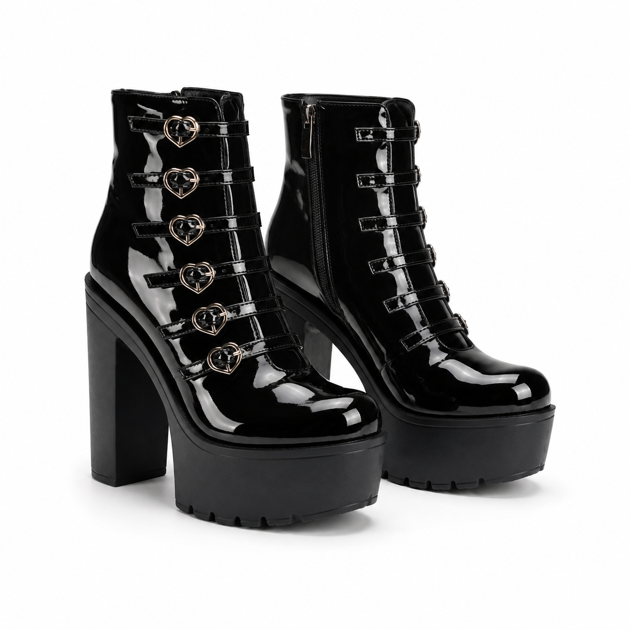 Deep Black Mantova Leather Block-Heel Boots