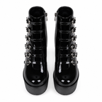 Deep Black Mantova Leather Block-Heel Boots top view