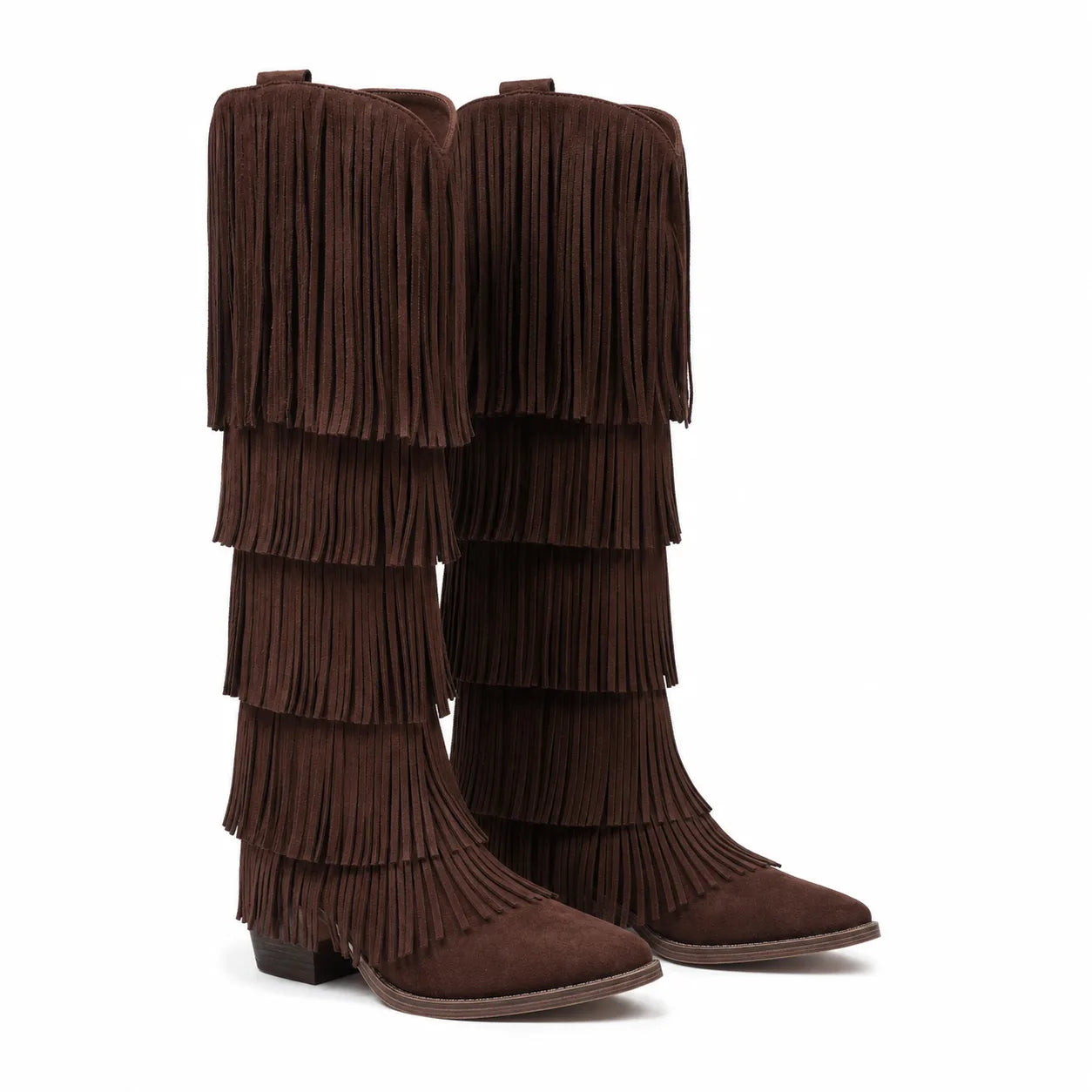 Rich Brown Deia Suede Block-Heel Boots