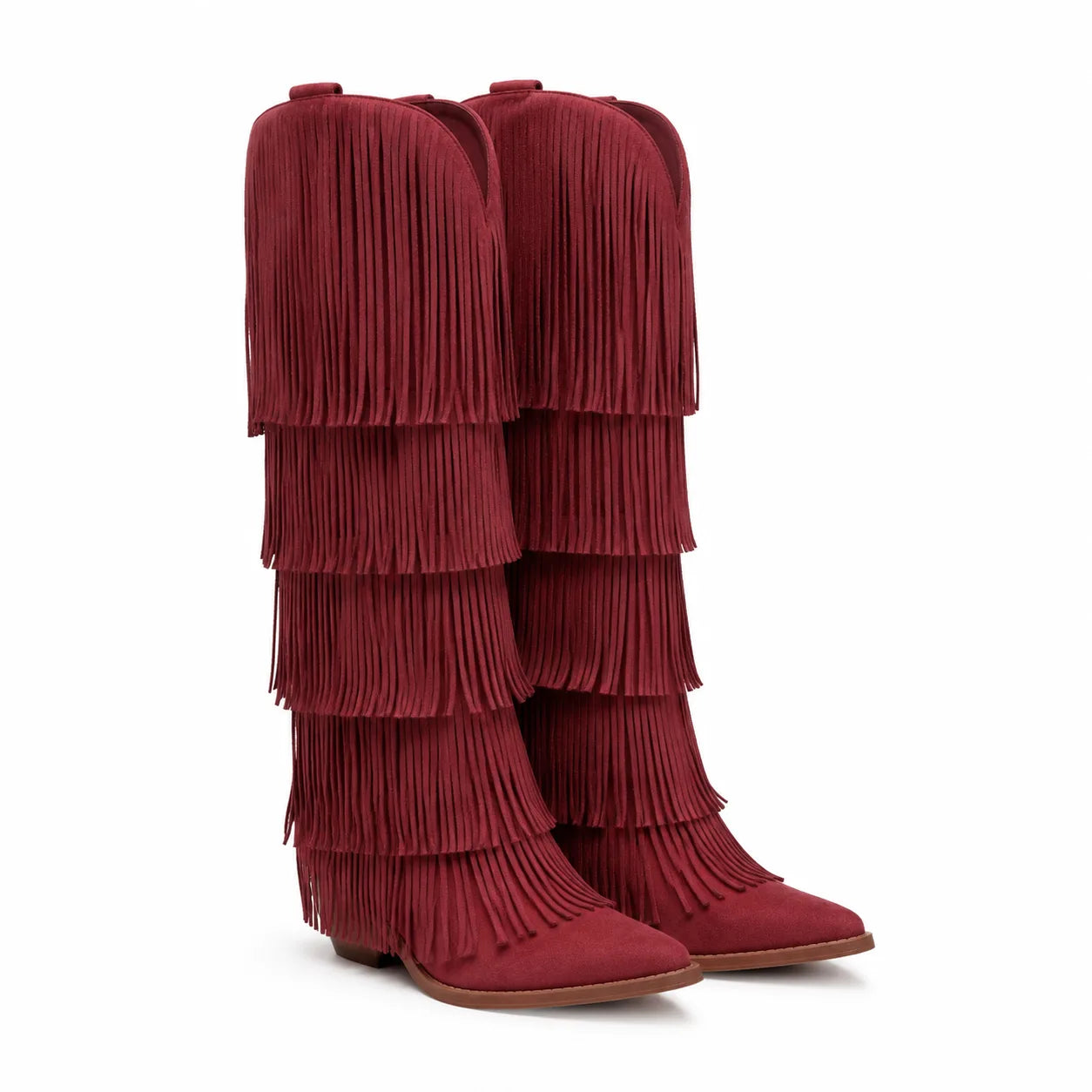 Deep Red Deia Suede Block-Heel Boots