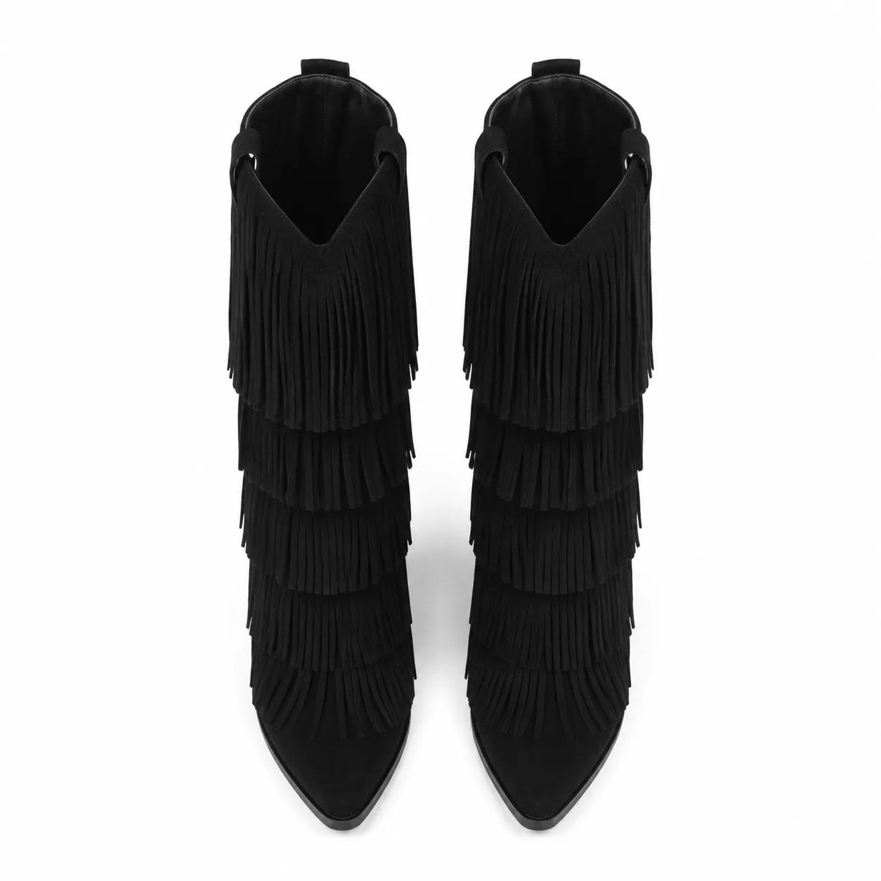 Deep Black Deia Suede Block-Heel Boots top view
