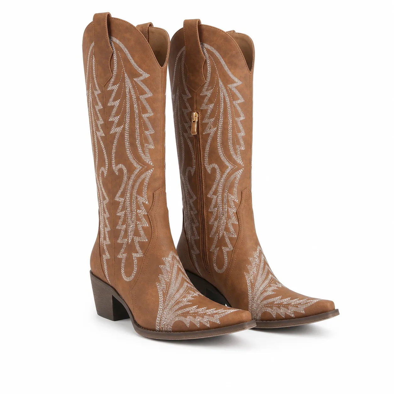 Rich Brown Soller Leather Mid-Heel Boots