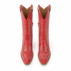 Deep Red Soller Leather Mid-Heel Boots top view