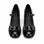 Deep Black Cassia Leather Square-Heel Pumps top view
