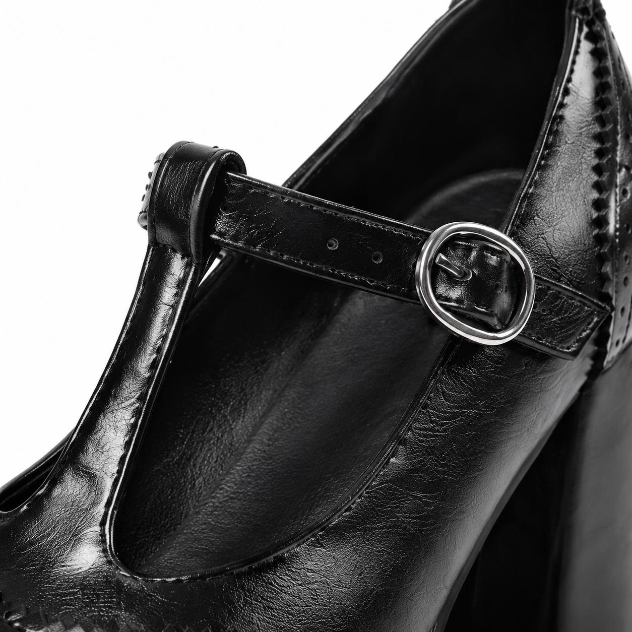 Deep Black Clelia Microfiber Wedge Sandals close-up detail
