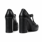 Deep Black Clelia Microfiber Wedge Sandals heel detail
