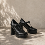 Deep Black Clelia Microfiber Wedge Sandals styled scene