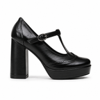 Deep Black Clelia Microfiber Wedge Sandals side view