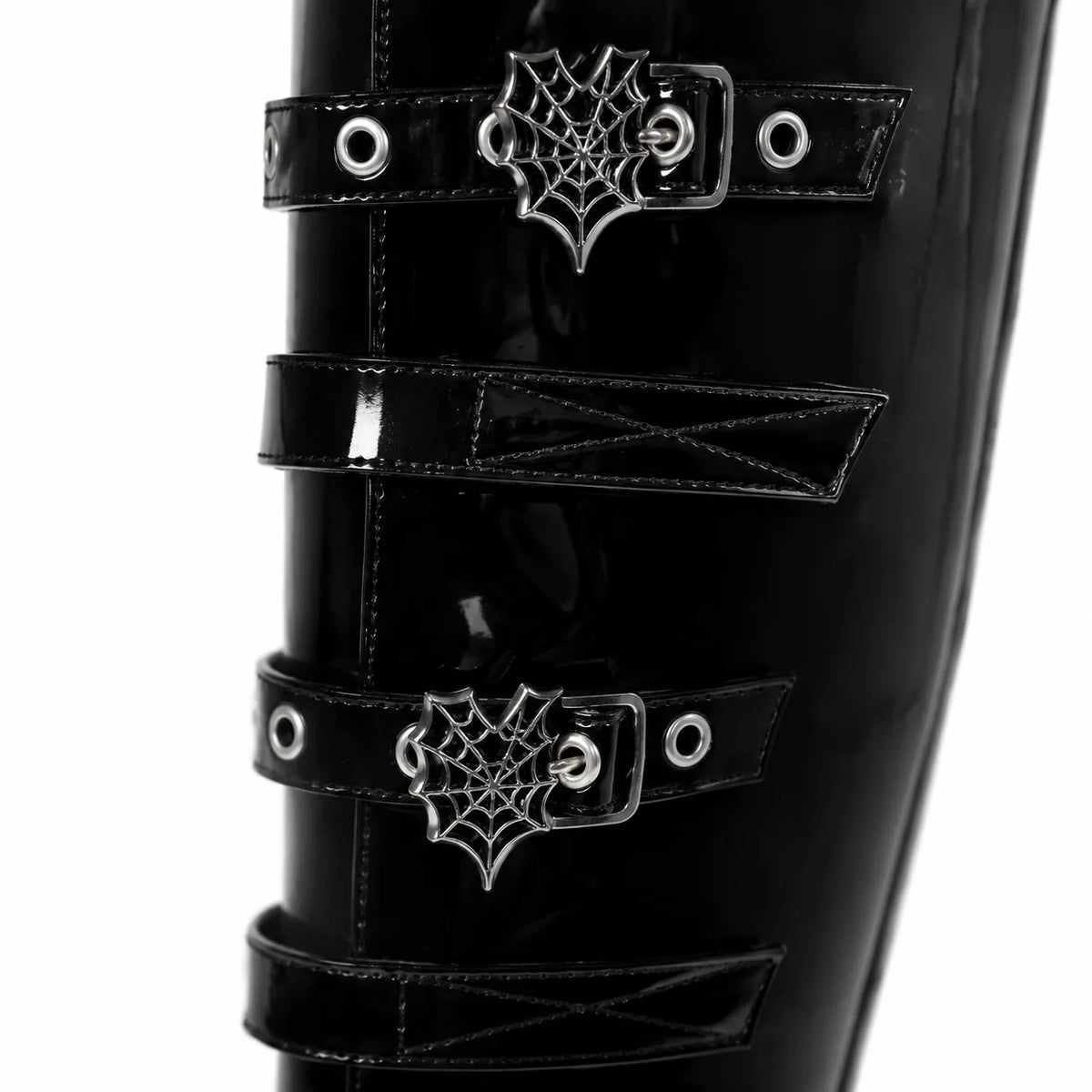 Black Patent Bonassola Buckle Platform Boots close-up detail