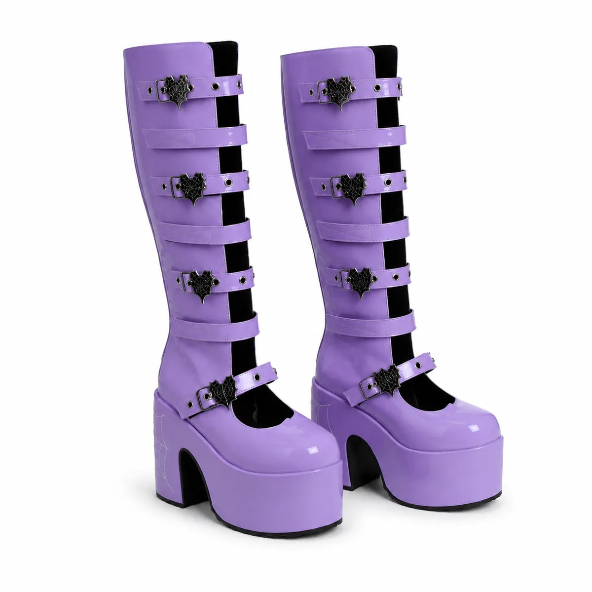 Mauve Patent Bonassola Buckle Platform Boots