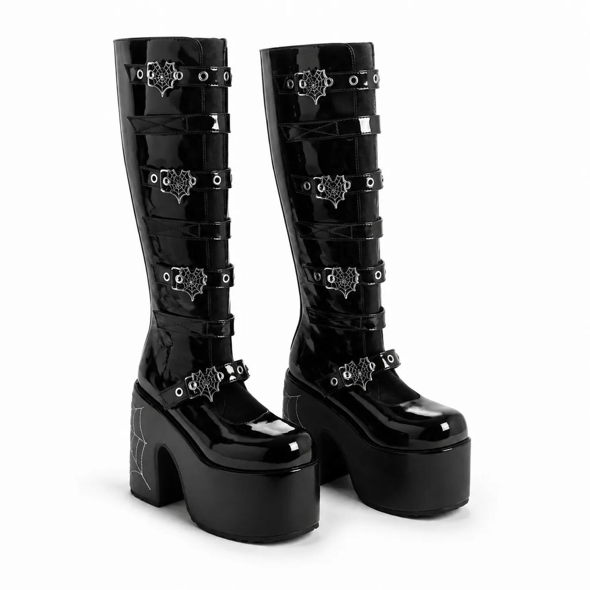 Black Patent Bonassola Buckle Platform Boots