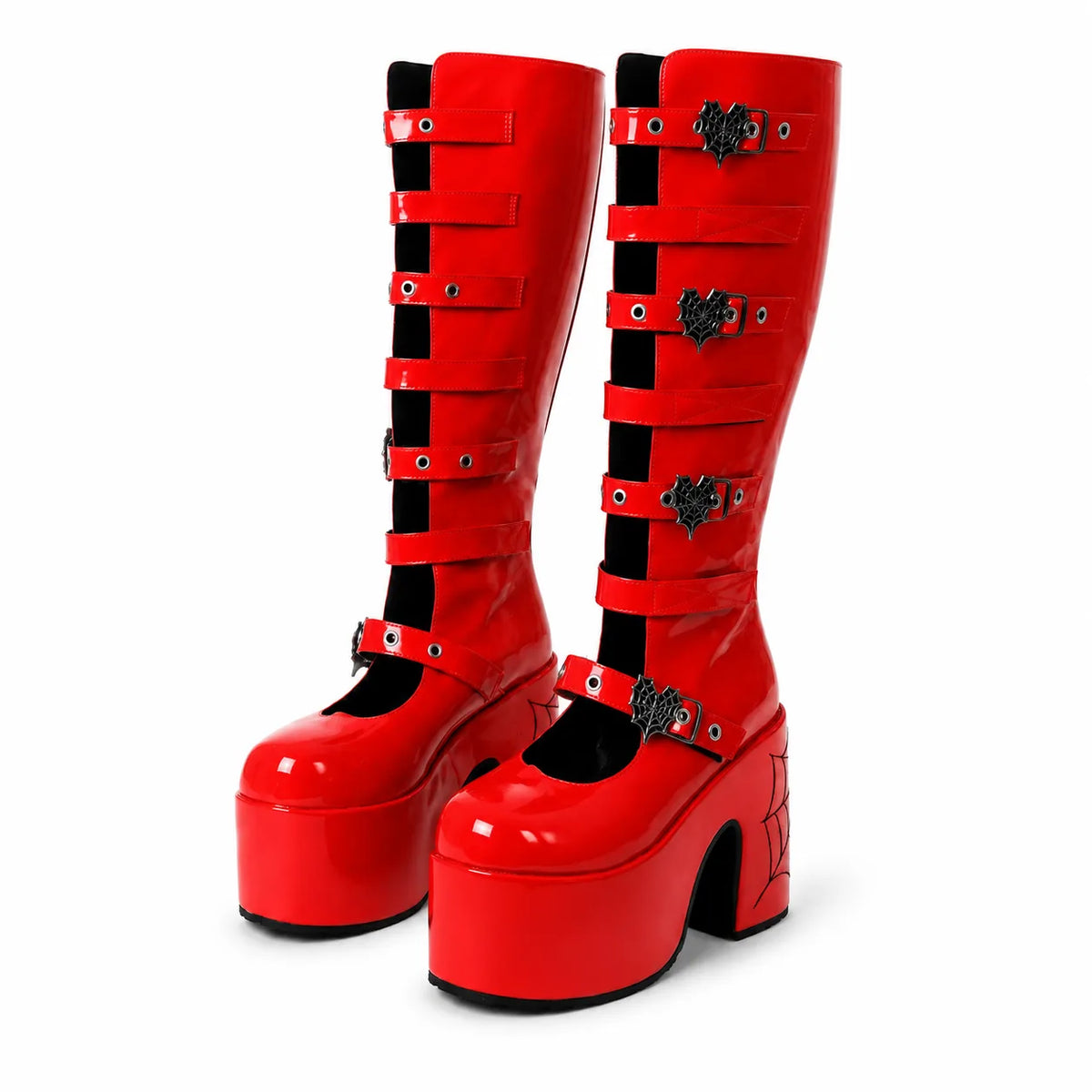 Red Patent Bonassola Buckle Platform Boots