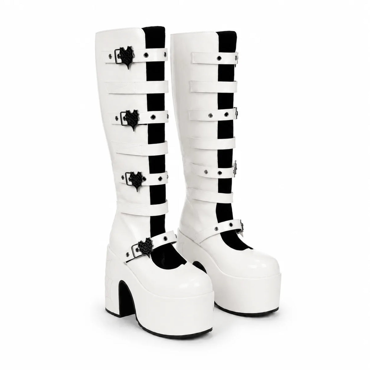 White Patent Bonassola Buckle Platform Boots
