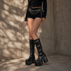 Black Patent Bonassola Buckle Platform Boots lifestyle scene