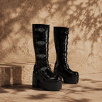 Black Patent Bonassola Buckle Platform Boots styled scene