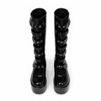 Black Patent Bonassola Buckle Platform Boots top view