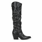 Deep Black Tossa Embroidered Leather Boots side view