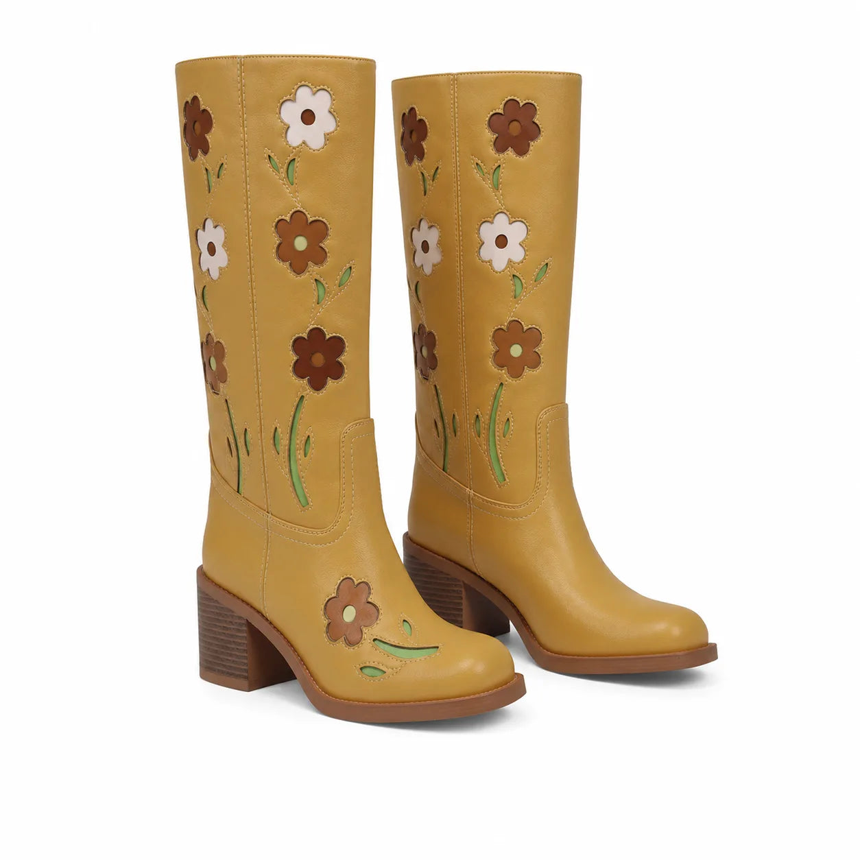 Butter Yellow Cadaques Leather Knee-High Boots