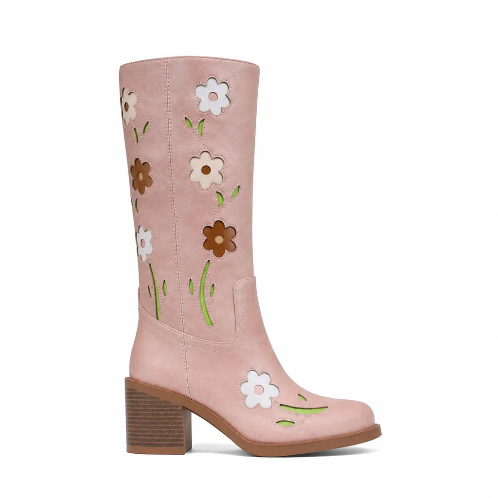Dusty Rose Cadaques Leather Knee-High Boots side view