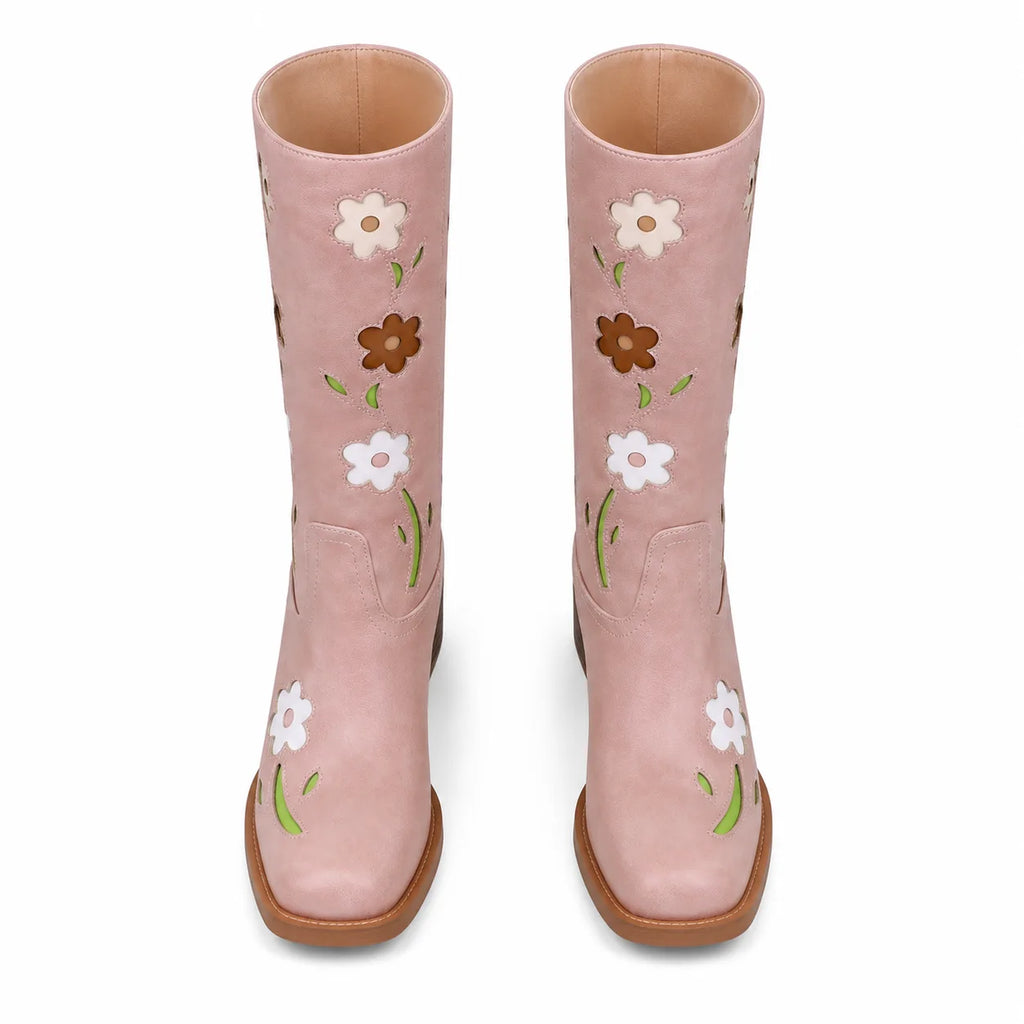 Dusty Rose Cadaques Leather Knee-High Boots top view