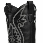 Deep Black Olimpia Embroidered Leather Boots close-up detail
