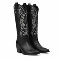 Deep Black Olimpia Embroidered Leather Boots