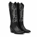 Deep Black Olimpia Embroidered Leather Boots