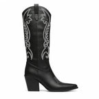 Deep Black Olimpia Embroidered Leather Boots side view