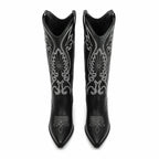 Deep Black Olimpia Embroidered Leather Boots top view