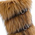 Rich Brown Adriana Buckle Stiletto Boots close-up detail