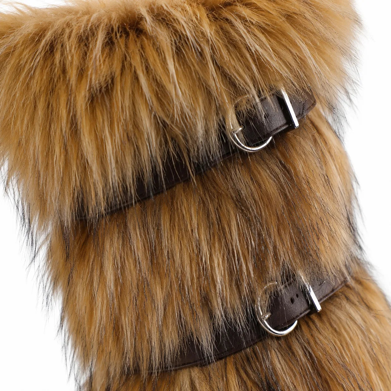 Rich Brown Adriana Buckle Stiletto Boots close-up detail