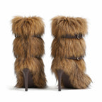 Rich Brown Adriana Buckle Stiletto Boots heel detail