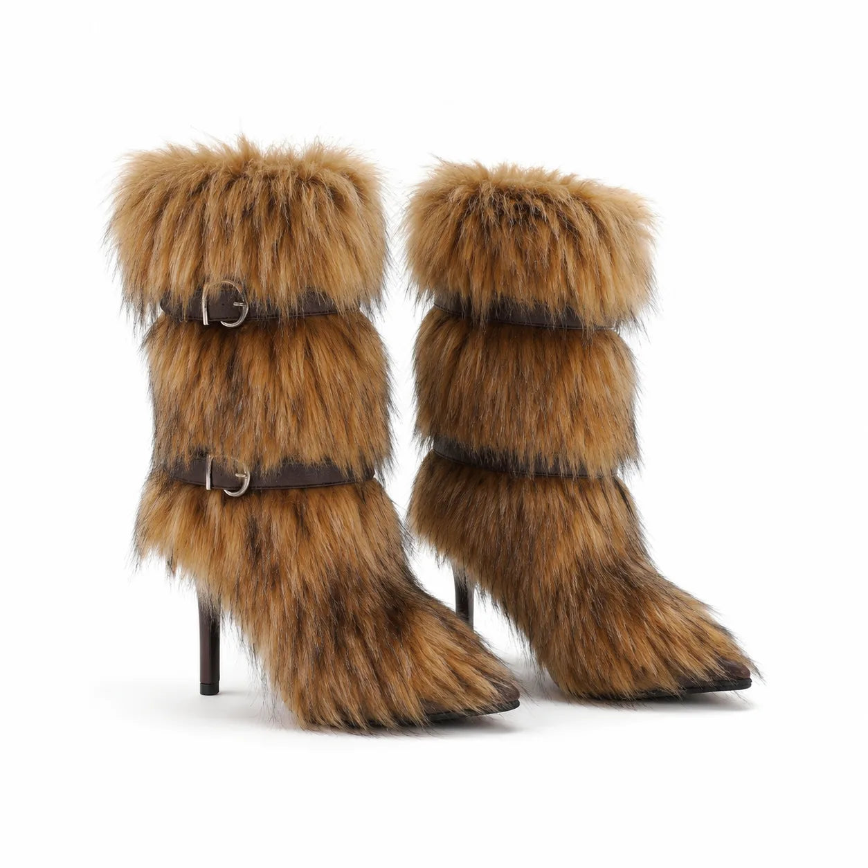 Rich Brown Adriana Buckle Stiletto Boots