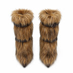 Rich Brown Adriana Buckle Stiletto Boots top view