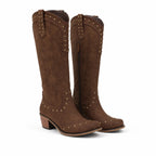 Rich Brown Bettina Studded Leather Boots