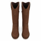Rich Brown Bettina Studded Leather Boots top view